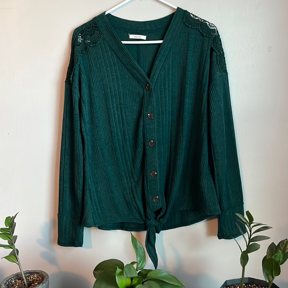 Deep green, long sleeve shirt-Maurice’s.